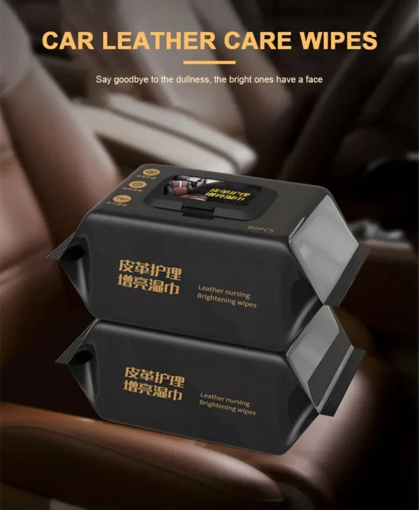 SEAMETAL 80pcs/bag Car Interior Cleaning Wipes Multi-function Car Dashboard Seat Leather Nursing Brightening Wipes Car Wash Care