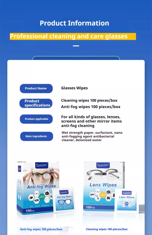 100pcs Eyeglasses Polishing Cleaner  Lens Wipes Microfiber Glasses Cleaning Cloth  Disposable Wet Tissue Wipes German Standards