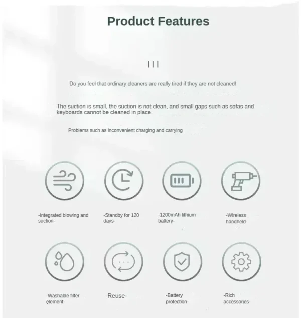 Wireless Car Vacuum Cleaner 9000Pa USB Charging 1200mAh Wet Dry Portable Handheld For Home Office Cleaning 2026 Portable Clean