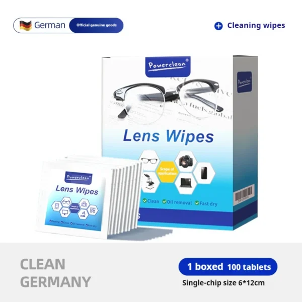 100pcs Eyeglasses Polishing Cleaner  Lens Wipes Microfiber Glasses Cleaning Cloth  Disposable Wet Tissue Wipes German Standards