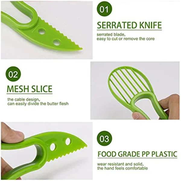 3 In 1 Multi-Function Avocado Peeler Pulp Separator Plastic Orange Kiwi Fruit Peeler Knife Cutter Household Kitchen Accessories