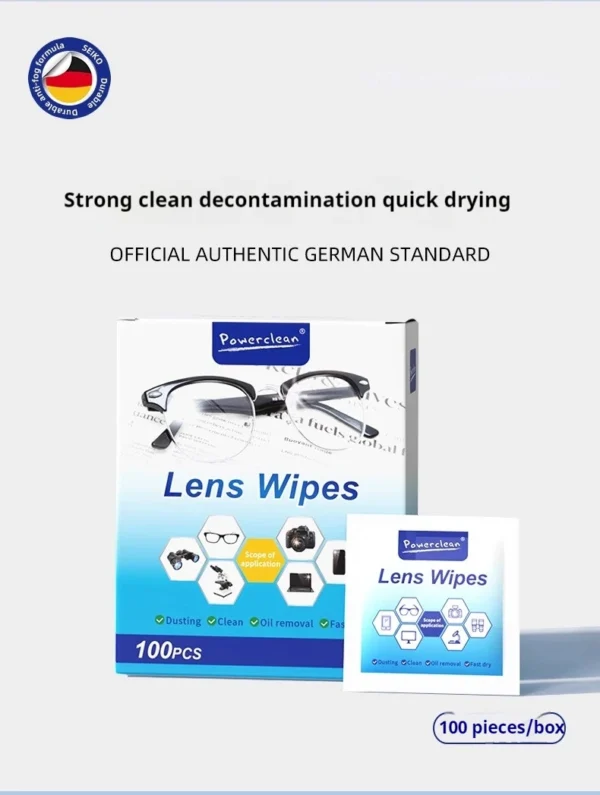 100pcs Eyeglasses Polishing Cleaner  Lens Wipes Microfiber Glasses Cleaning Cloth  Disposable Wet Tissue Wipes German Standards