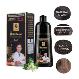 3 in 1 Black Hair Dye Shampoo for Gray Hair Home Herbal Hair Coloring Cream for Men Women Cover White Nourishing Formula 500ml