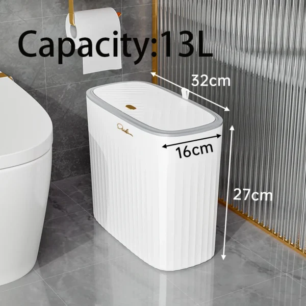 Narrow Shape Press Ring Trash Can with Lid for Bathroom Gap, Highlighting the Features of Garbage Classification