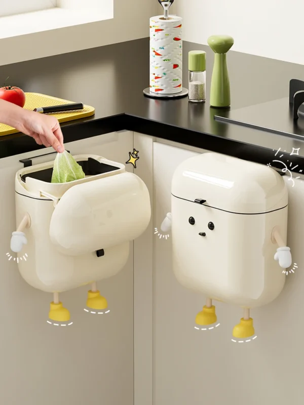 9L/12L DIY Cream-Colored Wall-mounted Kitchen Trash Can with Lid for Food Waste and Bathroom No Bending High Appearance Level