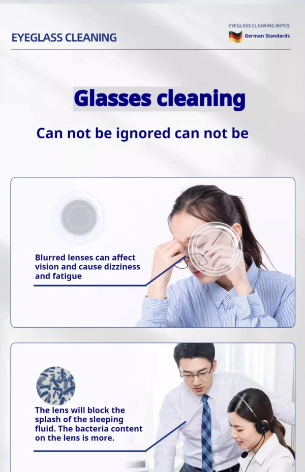 100pcs Eyeglasses Polishing Cleaner  Lens Wipes Microfiber Glasses Cleaning Cloth  Disposable Wet Tissue Wipes German Standards