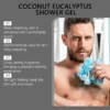 Men's Eucalyptus Coconut Body Wash Deep Cleansing Shower Gel Refreshing Scent Long Lasting Fragrance Oil Control 100ml