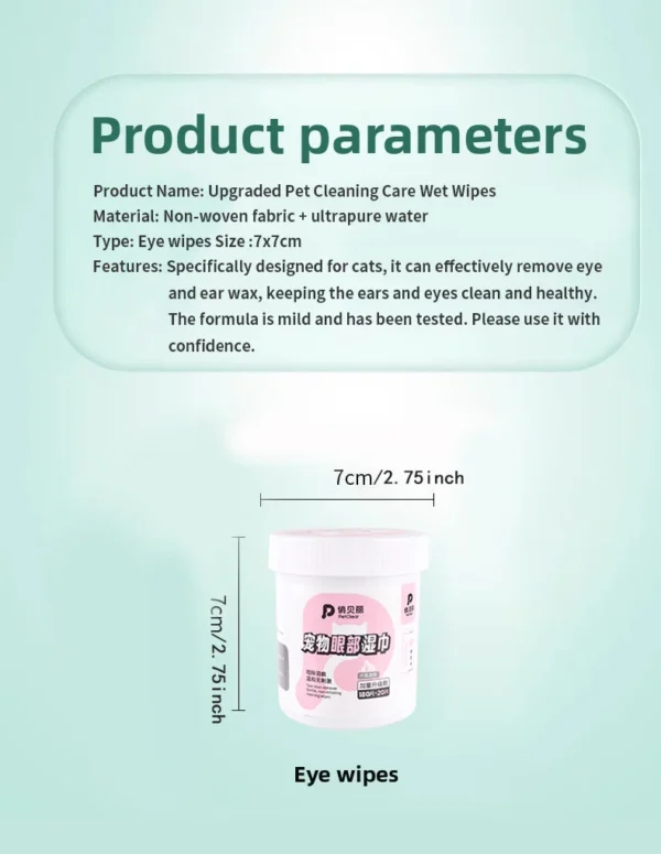 PETCLEAR 200Pcs Pet Eyes Wipes for Dogs And Cats Tear Stain Remover Cleaning Wet Wipes for Pets Eye Cleaning