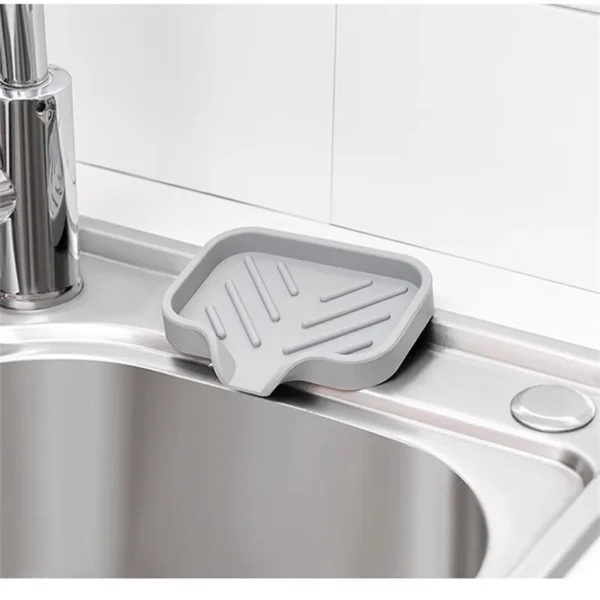 Sink Silicone Tray With Drain Soap Sponge Storage Holder Countertop Sink Scrubber Brush Soap Storage Rack Kitchen Organizer