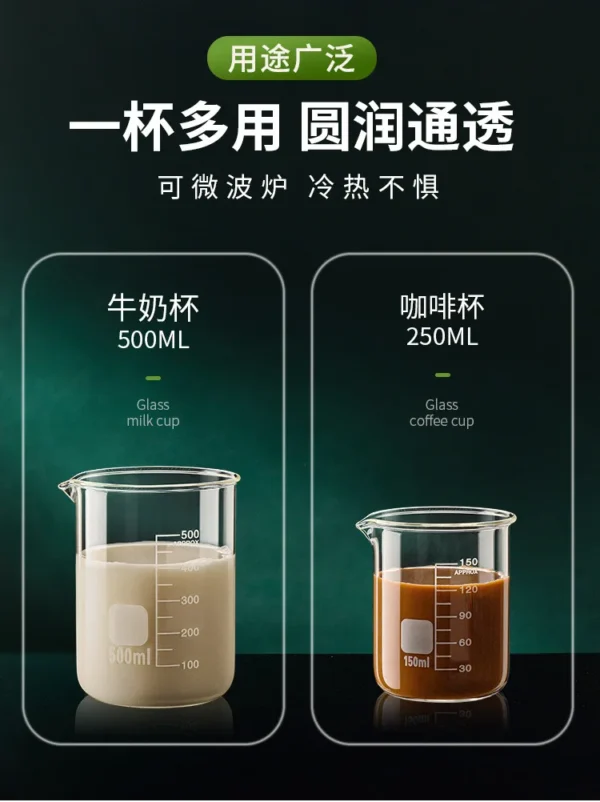 Glass Measuring Cup High Borosilicate Clear Scale Cup Heat-resisting Laboratory Beaker Kitchen Baking 50/100/150/250/500/1000ml