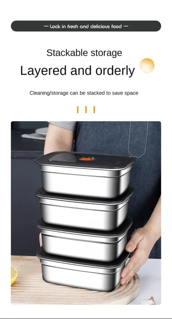 Stainless Steel Camping Lunch Box Sealed Leak-proof Bento Box Microwave Suitable Large Capacity Refrigerator Freezer Storage Box