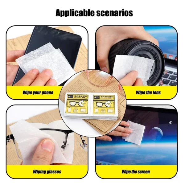 10/500pcs Anti Fog Cleaning Wet Wipes Disposable Glasses Phone Lens Screen Wipes Non Scratch Optical Cloth Individually Wrapped