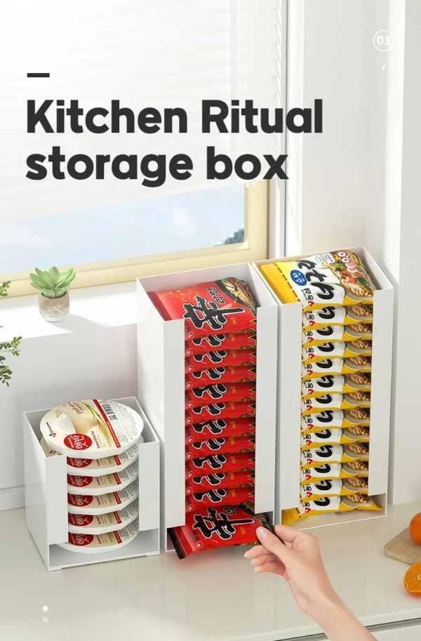 Multi Functional Instant Noodle Storage Box Kitchen Organizer for Ramen Cups Perfect for Pantry Organization Food Storage