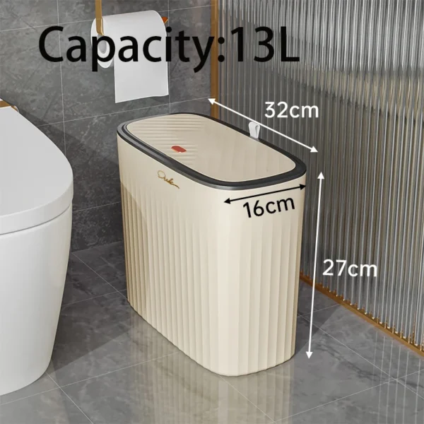 Narrow Shape Press Ring Trash Can with Lid for Bathroom Gap, Highlighting the Features of Garbage Classification