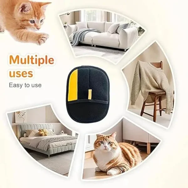 Pet Hair Remover Gloves Electrostatic for Cats Dogs, Reusable Washable Grooming Glove with 2-in-1 Lint Roller Brush - Safe Non-T