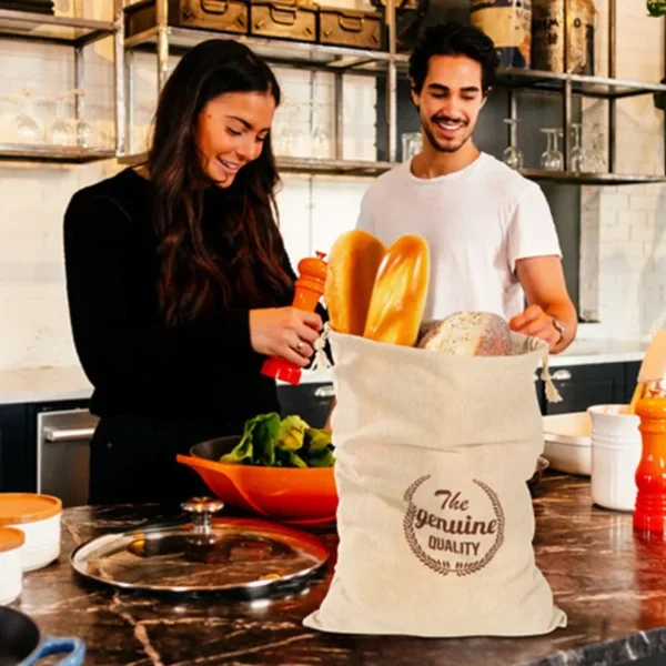 Linen Bread Bag Reusable Bags For Bread Drawstring Bags Homemade Artisan Bread Storage Bag Baguette Bag Food Storage Containers