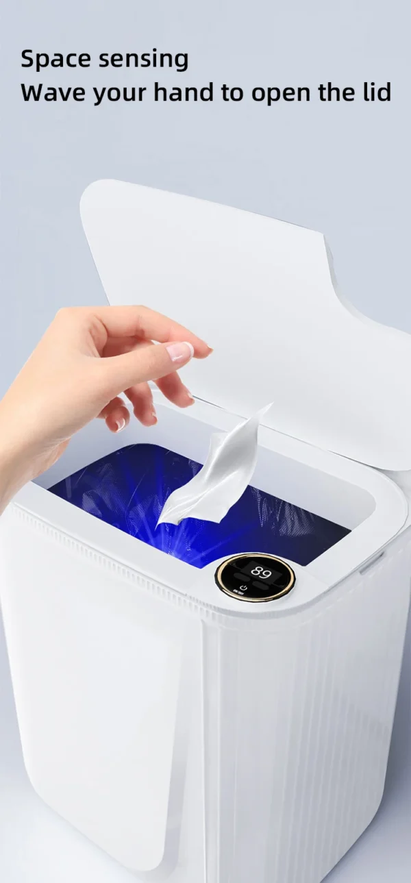 20L Smart Sensor Trash Can With Display Type-C Recharging Automatic Wastebin For Bathroom Kitchen Toilet Wastebasket Smart home