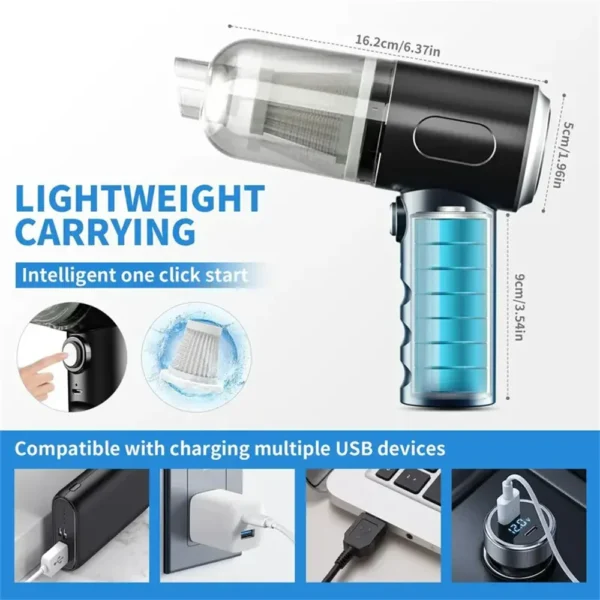 Wireless Car Vacuum Cleaner 9000Pa USB Charging 1200mAh Wet Dry Portable Handheld For Home Office Cleaning 2026 Portable Clean