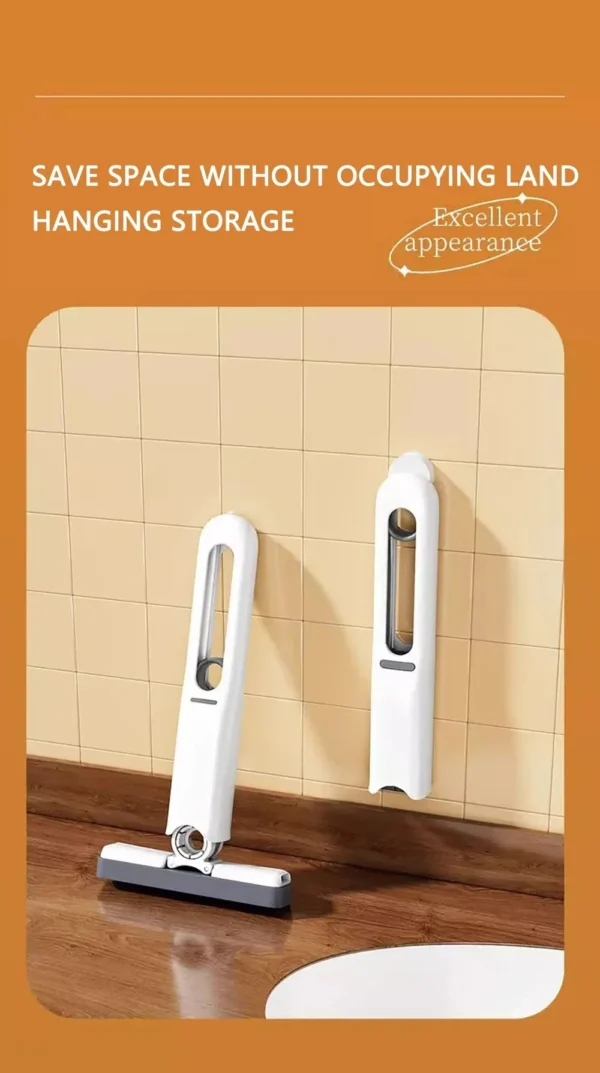 Mini squeezable mop with powerful folding design. Household cleaning tool. No hand washing required. Strong water absorption.