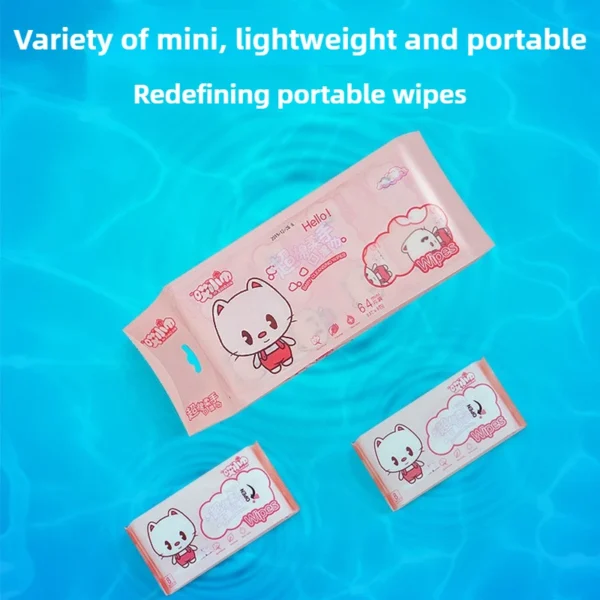 Disposable Mini Hand Wipes/Portable Travel Size Special Extraction Hand and Mouth Cleaning Wipes Fo Home School Supplies 64pcs