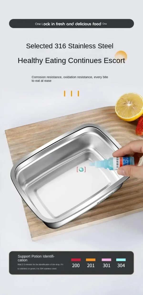 Stainless Steel Camping Lunch Box Sealed Leak-proof Bento Box Microwave Suitable Large Capacity Refrigerator Freezer Storage Box