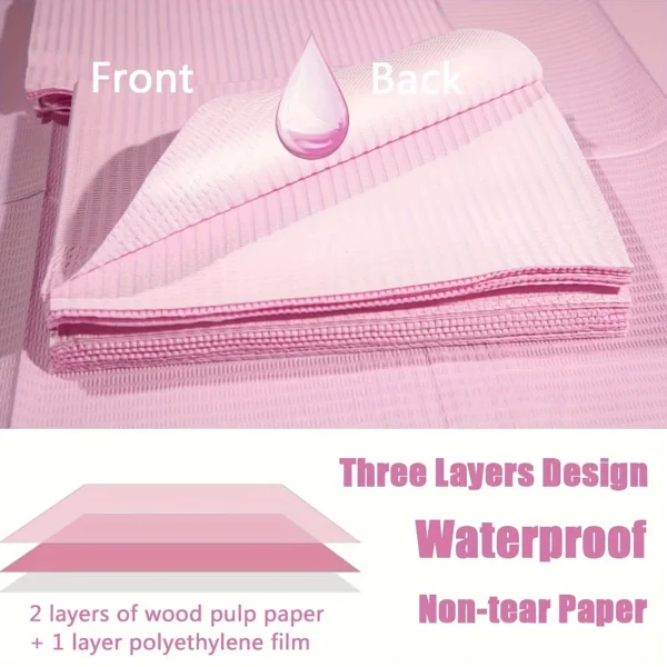 JC TATTOO 125Pcs Dental Bibs Disposable Tattoo Cleaning Wipes 13"x17" 3 Ply Waterproof Sheet for Nail Tech Dental Clinic Tattoo