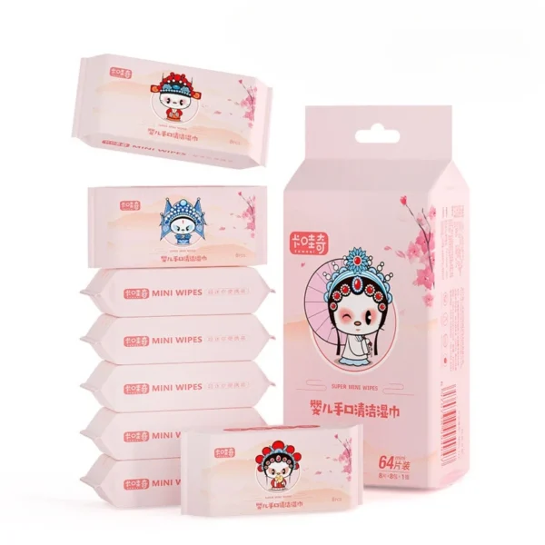 64pcs Disposable Mini Hand Wipes/Portable Travel Size Special Extraction Hand and Mouth Cleaning Wipes Fo Home School Supplies