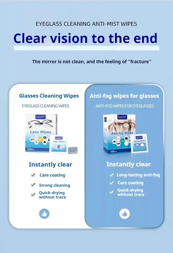 100pcs Eyeglasses Polishing Cleaner  Lens Wipes Microfiber Glasses Cleaning Cloth  Disposable Wet Tissue Wipes German Standards