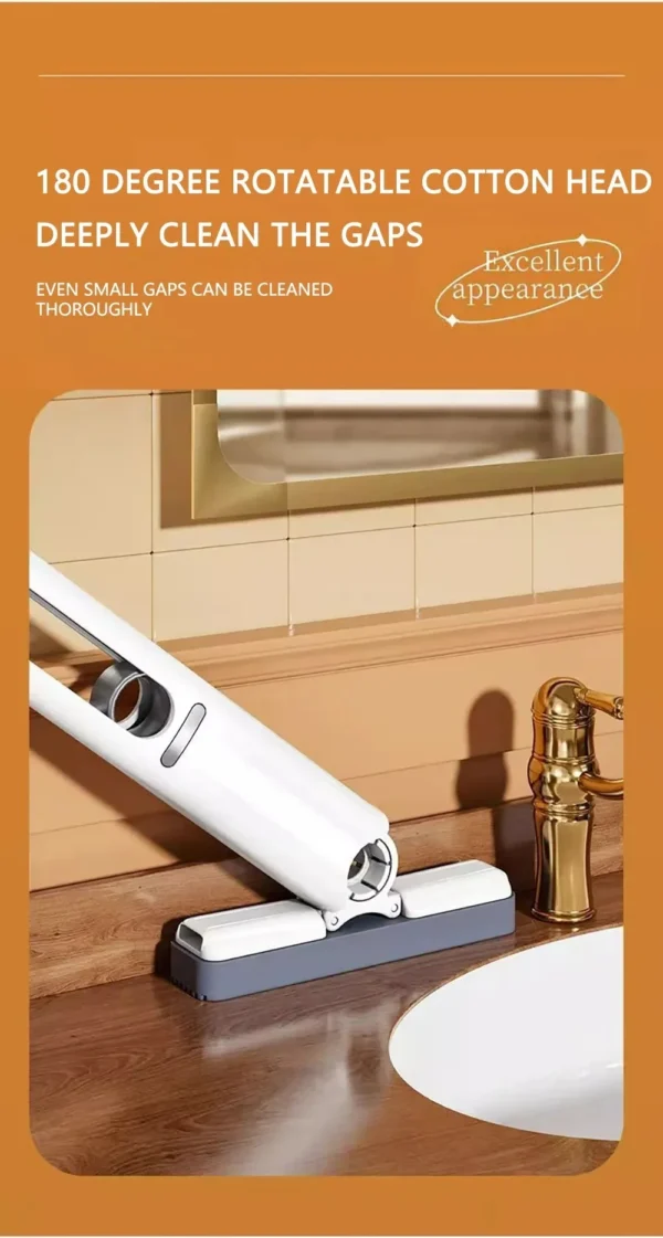 Mini squeezable mop with powerful folding design. Household cleaning tool. No hand washing required. Strong water absorption.