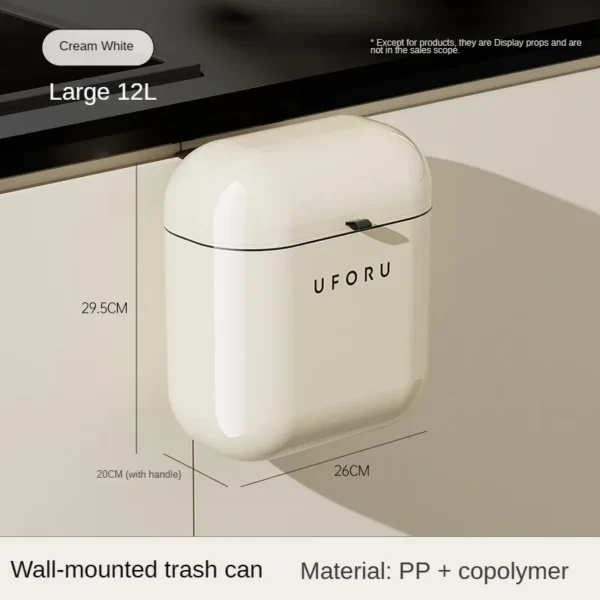 9L/12L DIY Cream-Colored Wall-mounted Kitchen Trash Can with Lid for Food Waste and Bathroom No Bending High Appearance Level