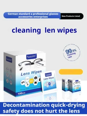 100pcs Eyeglasses Polishing Cleaner  Lens Wipes Microfiber Glasses Cleaning Cloth  Disposable Wet Tissue Wipes German Standards