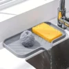 Sink Silicone Tray With Drain Soap Sponge Storage Holder Countertop Sink Scrubber Brush Soap Storage Rack Kitchen Organizer