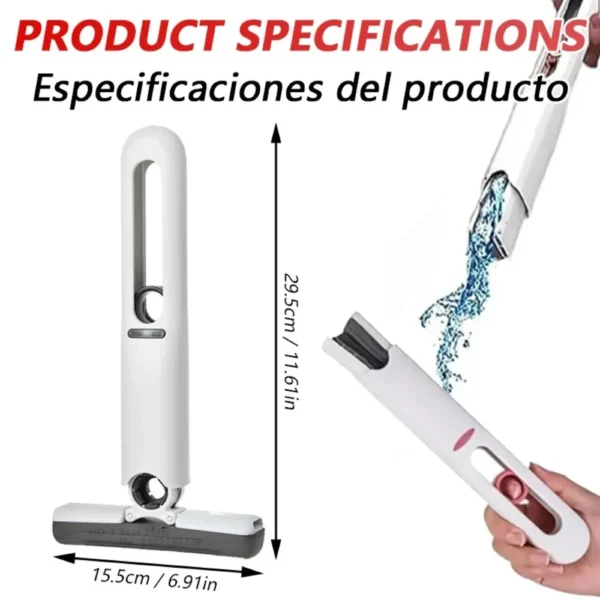 Mini squeezable mop with powerful folding design. Household cleaning tool. No hand washing required. Strong water absorption.