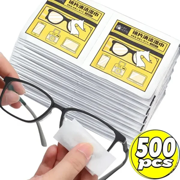 10/500pcs Anti Fog Cleaning Wet Wipes Disposable Glasses Phone Lens Screen Wipes Non Scratch Optical Cloth Individually Wrapped