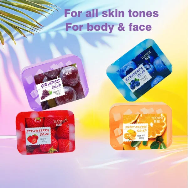4PCS fruit jelly soap, deeply cleanses and removes makeup, bathes the whole body, moisturizes and nourishes