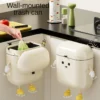 9L/12L DIY Cream-Colored Wall-mounted Kitchen Trash Can with Lid for Food Waste and Bathroom No Bending High Appearance Level