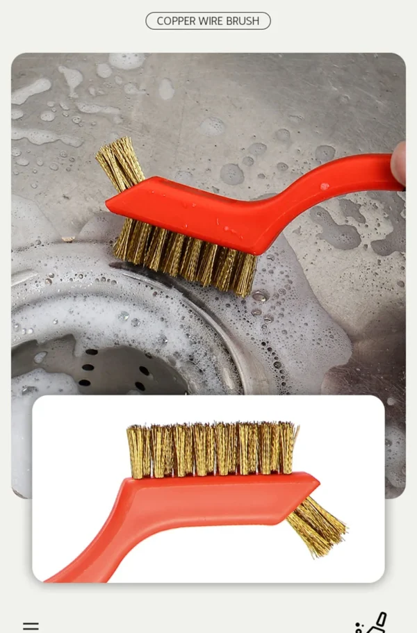 7 Inches Stainless Steel  Brush Brass Cleaning Brush Polishing Rust Remover Metal Wire Burring Cleaning Tool Family 3-piece set