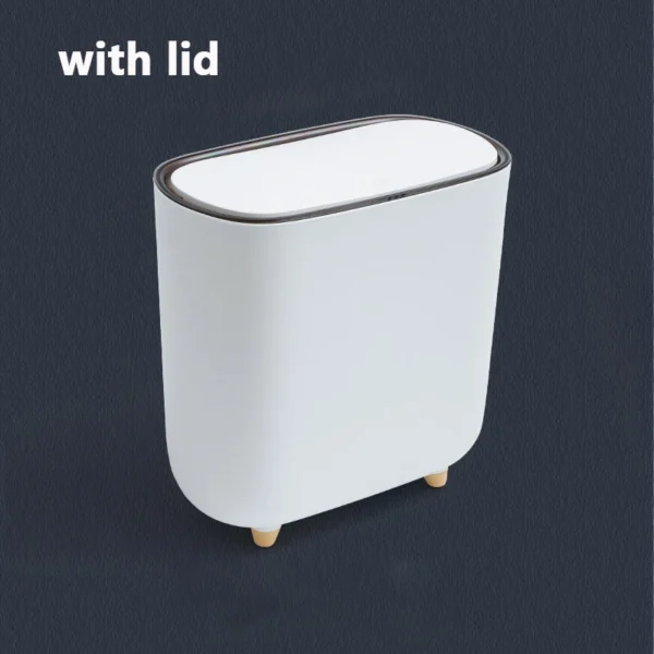 Narrow Shape Press Ring Trash Can with Lid for Bathroom Gap, Highlighting the Features of Garbage Classification