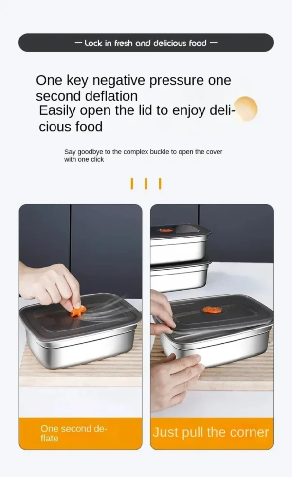 Stainless Steel Camping Lunch Box Sealed Leak-proof Bento Box Microwave Suitable Large Capacity Refrigerator Freezer Storage Box