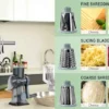LMETJMA 3 in 1 Rotary Cheese Grater Versatile Manual Vegetable Slicer Peanut Nuts Grinder Cheese Vegetable Shredder Clear JT242