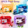 4PCS fruit jelly soap, deeply cleanses and removes makeup, bathes the whole body, moisturizes and nourishes